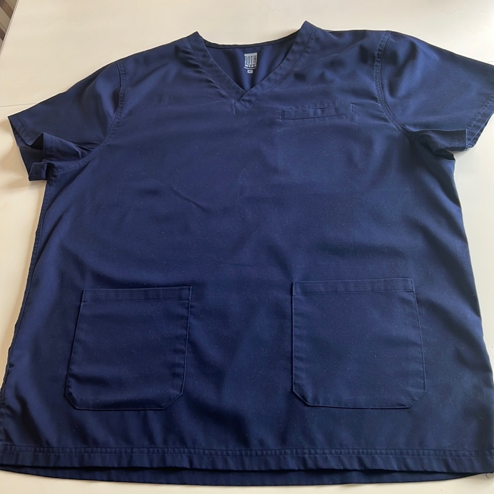 XL men navy blue scrub top